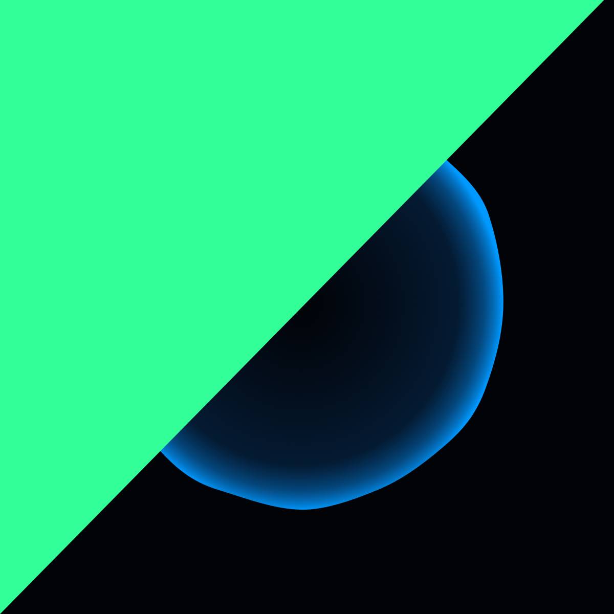 Simple synthwave style vector illustration: a large planet behind a plain diagonal triangle which covers the left half of the composition.s